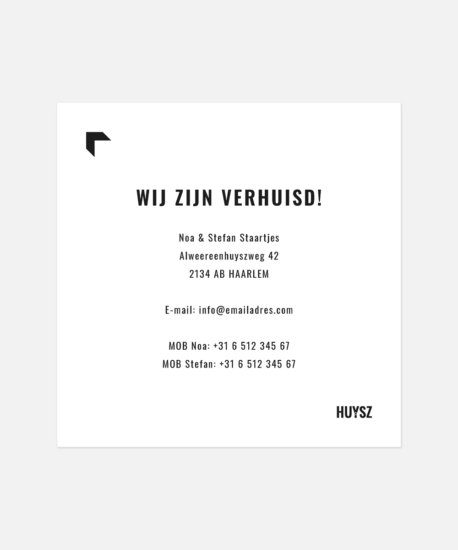 huysz custom made verhuiskaart back